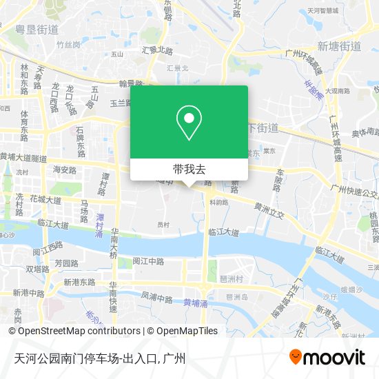 天河公园南门停车场-出入口地图