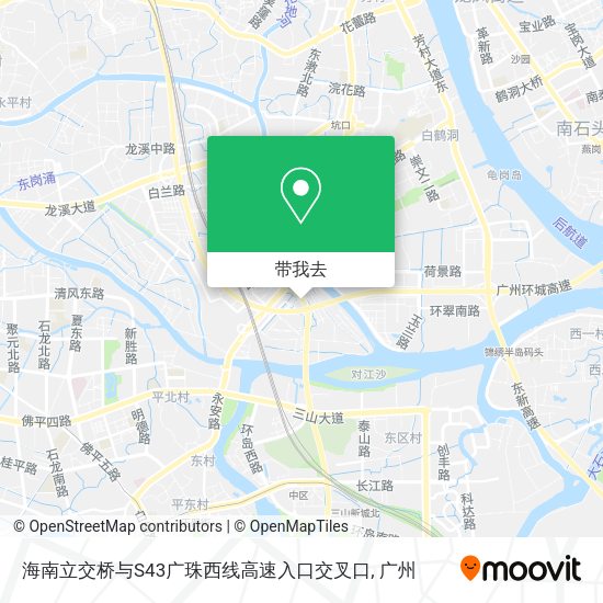 海南立交桥与S43广珠西线高速入口交叉口地图
