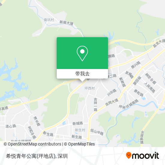 希悦青年公寓(坪地店)地图
