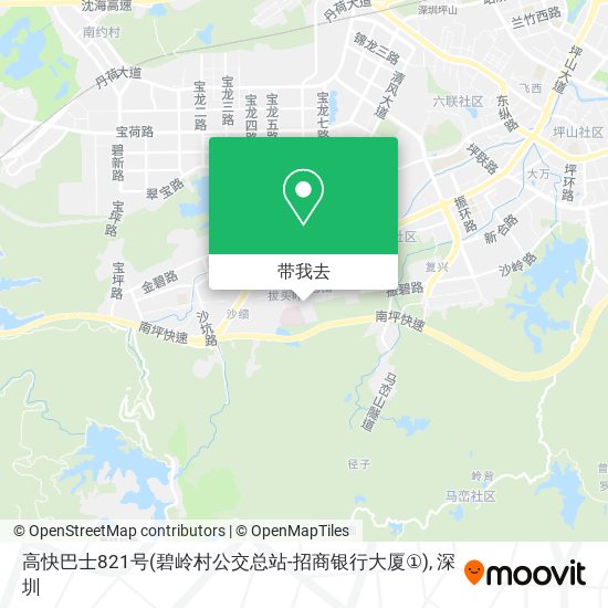 高快巴士821号(碧岭村公交总站-招商银行大厦①)地图
