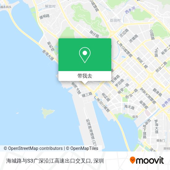 海城路与S3广深沿江高速出口交叉口地图