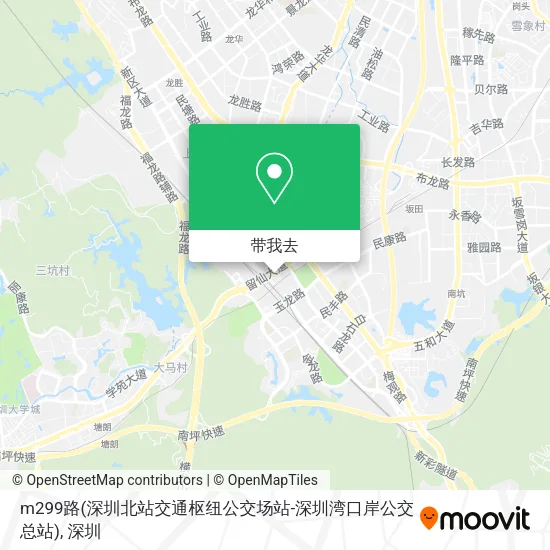 m299路(深圳北站交通枢纽公交场站-深圳湾口岸公交总站)地图