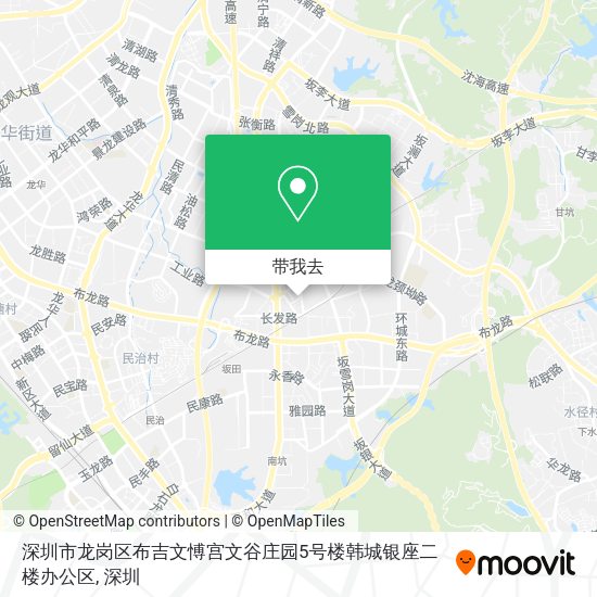 深圳市龙岗区布吉文愽宫文谷庄园5号楼韩城银座二楼办公区地图