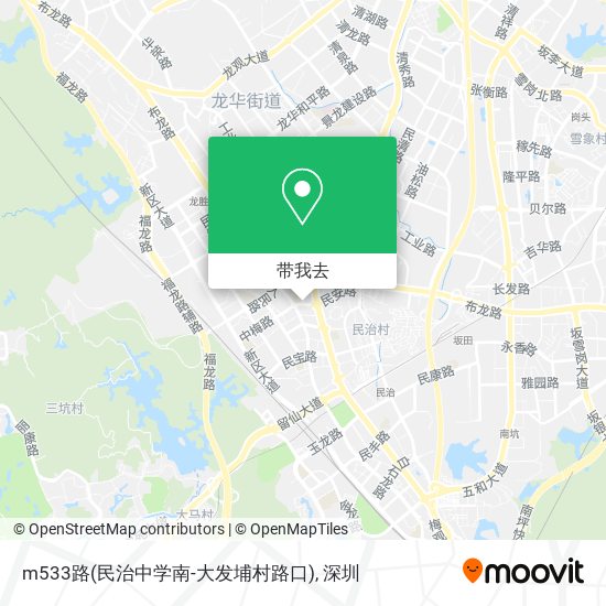 m533路(民治中学南-大发埔村路口)地图