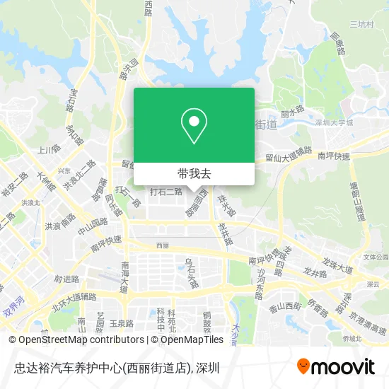 忠达裕汽车养护中心(西丽街道店)地图