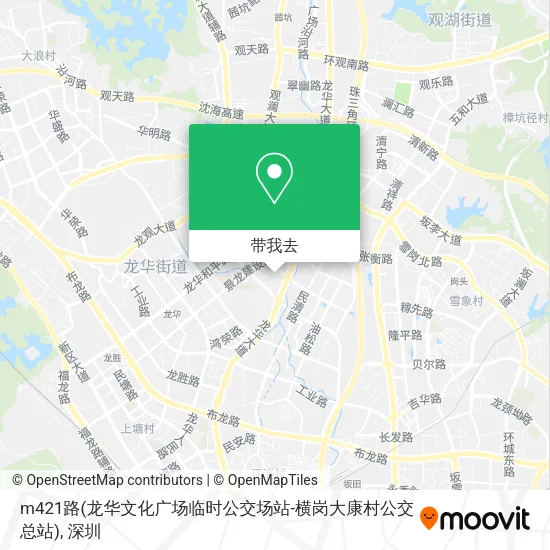 m421路(龙华文化广场临时公交场站-横岗大康村公交总站)地图