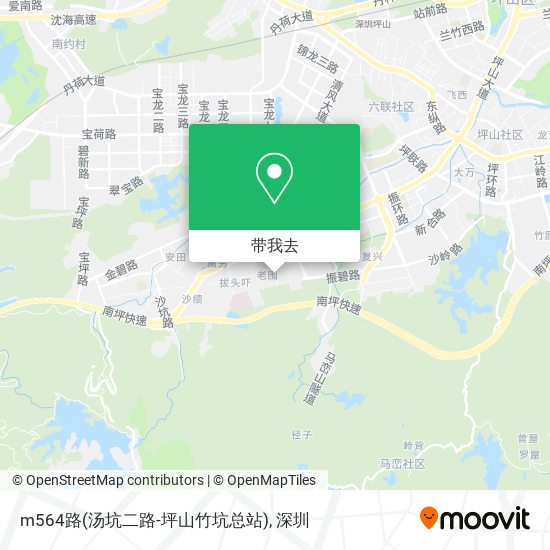 m564路(汤坑二路-坪山竹坑总站)地图