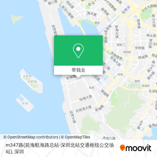 m347路(前海航海路总站-深圳北站交通枢纽公交场站)地图