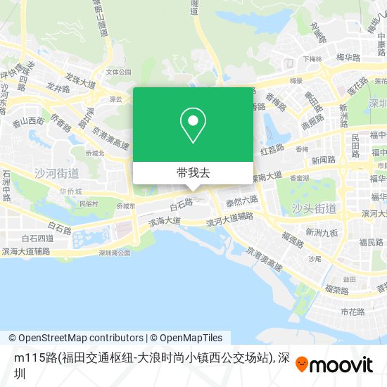 m115路(福田交通枢纽-大浪时尚小镇西公交场站)地图