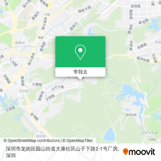 深圳市龙岗区园山街道大康社区山子下路2-1号厂房地图