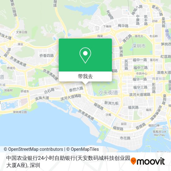 中国农业银行24小时自助银行(天安数码城科技创业园大厦A座)地图
