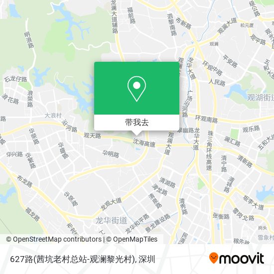 627路(茜坑老村总站-观澜黎光村)地图
