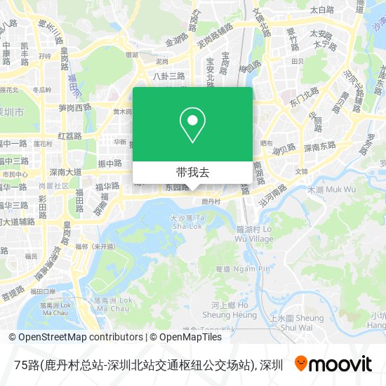 75路(鹿丹村总站-深圳北站交通枢纽公交场站)地图