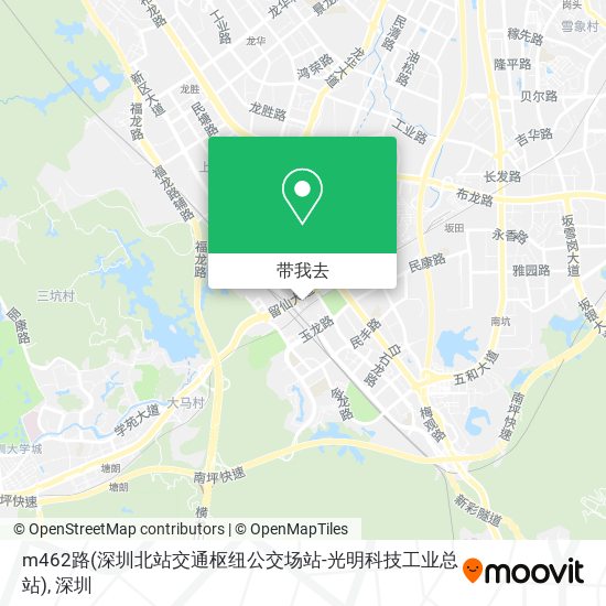 m462路(深圳北站交通枢纽公交场站-光明科技工业总站)地图