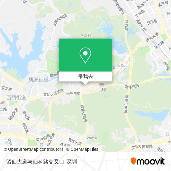留仙大道与仙科路交叉口地图