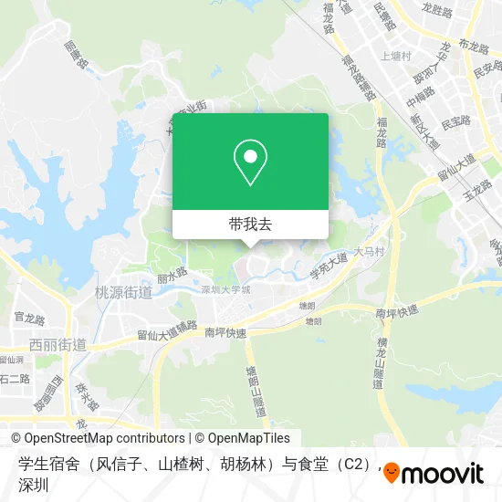 学生宿舍（风信子、山楂树、胡杨林）与食堂（C2）地图