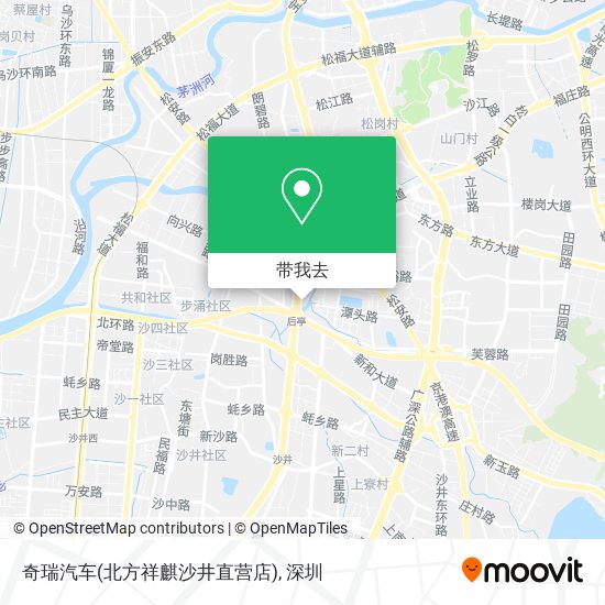 奇瑞汽车(北方祥麒沙井直营店)地图