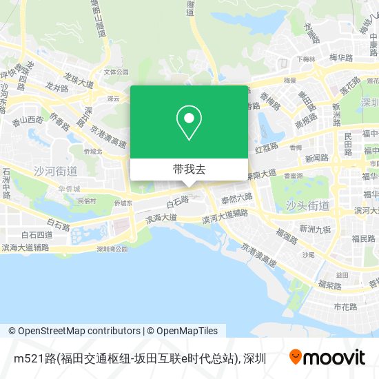 m521路(福田交通枢纽-坂田互联e时代总站)地图