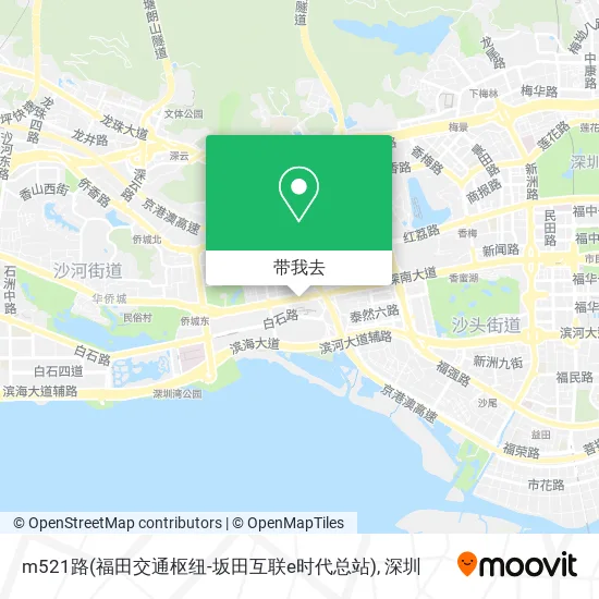 m521路(福田交通枢纽-坂田互联e时代总站)地图
