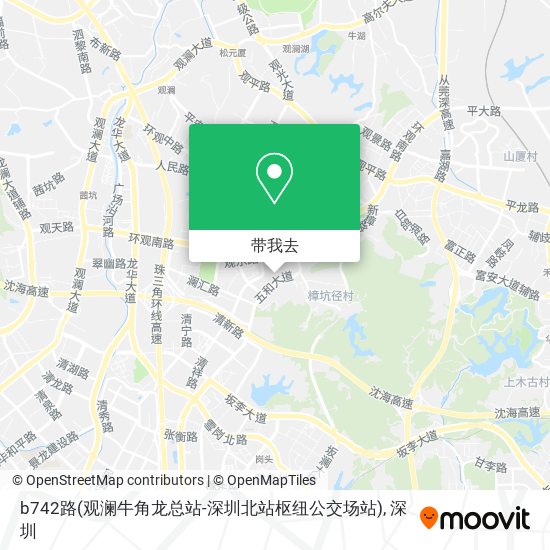 b742路(观澜牛角龙总站-深圳北站枢纽公交场站)地图