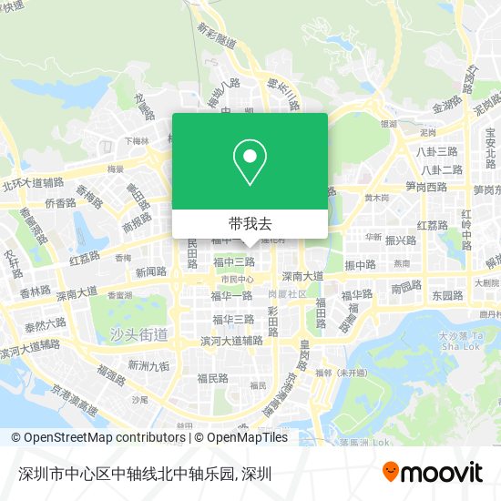 深圳市中心区中轴线北中轴乐园地图