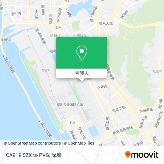 CA919 SZX to PVG地图