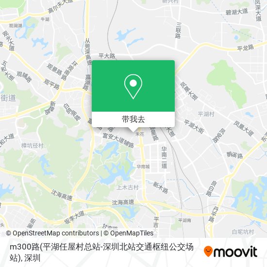m300路(平湖任屋村总站-深圳北站交通枢纽公交场站)地图