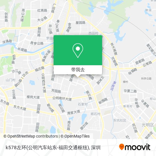 k578左环(公明汽车站东-福田交通枢纽)地图