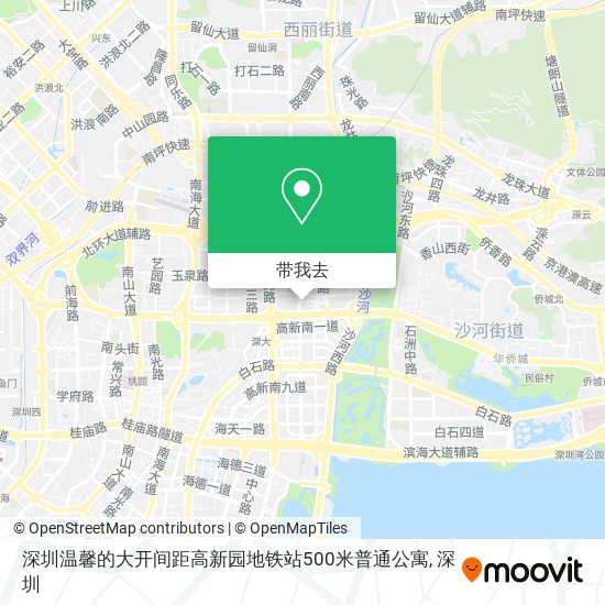 深圳温馨的大开间距高新园地铁站500米普通公寓地图