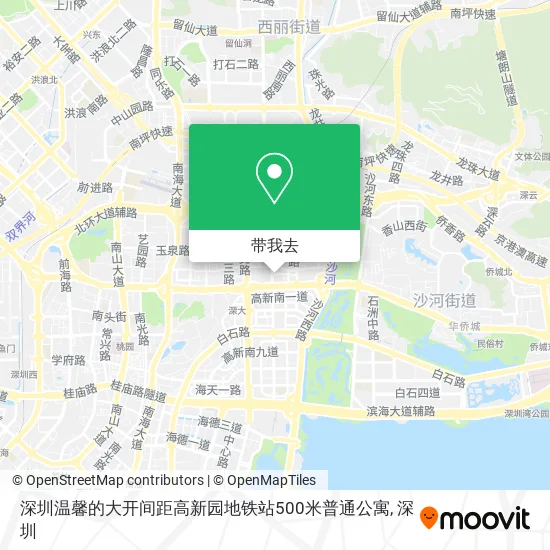 深圳温馨的大开间距高新园地铁站500米普通公寓地图