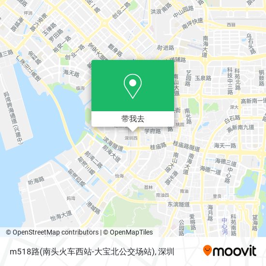 m518路(南头火车西站-大宝北公交场站)地图