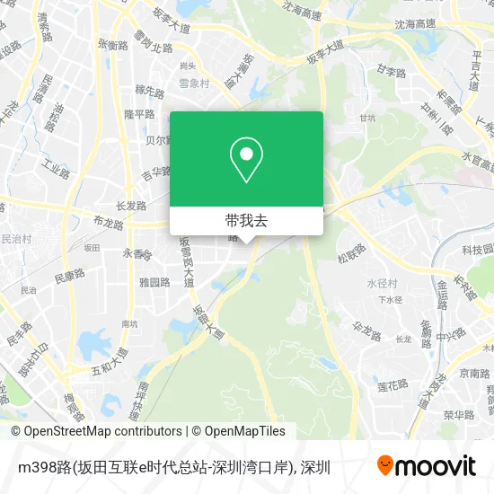 m398路(坂田互联e时代总站-深圳湾口岸)地图