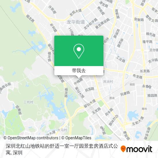 深圳北红山地铁站的舒适一室一厅园景套房酒店式公寓地图