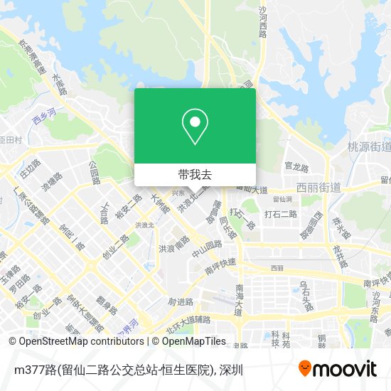 m377路(留仙二路公交总站-恒生医院)地图