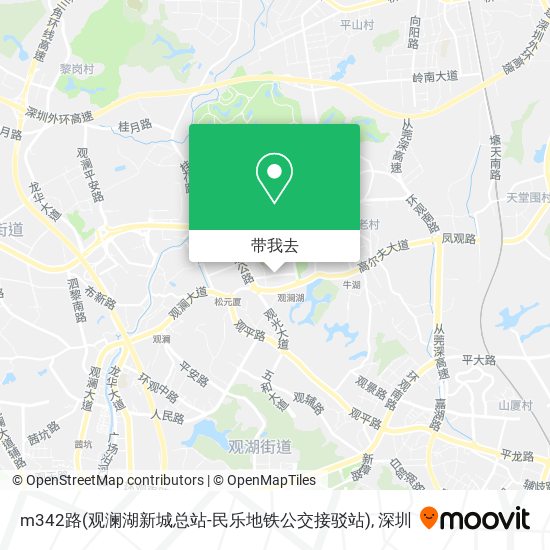 m342路(观澜湖新城总站-民乐地铁公交接驳站)地图