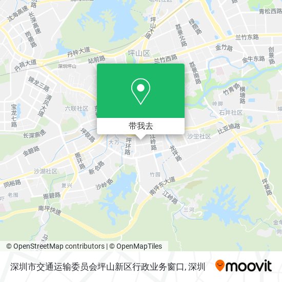 深圳市交通运输委员会坪山新区行政业务窗口地图