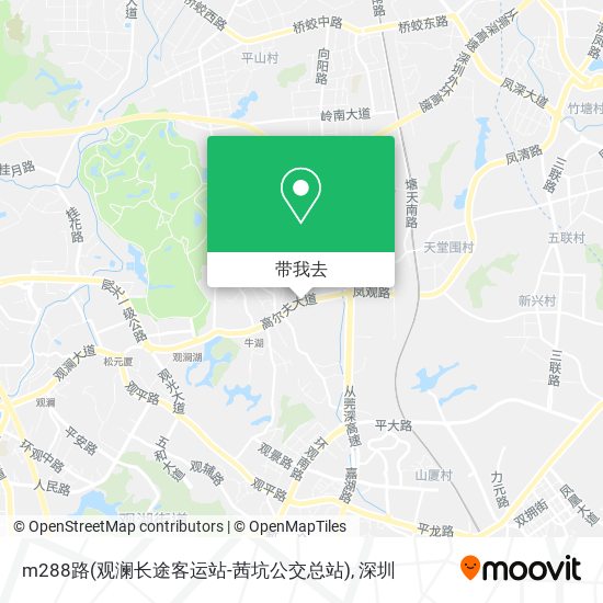 m288路(观澜长途客运站-茜坑公交总站)地图