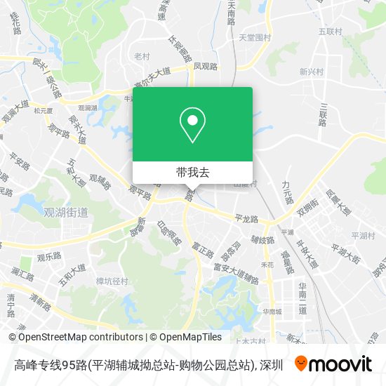 高峰专线95路(平湖辅城拗总站-购物公园总站)地图