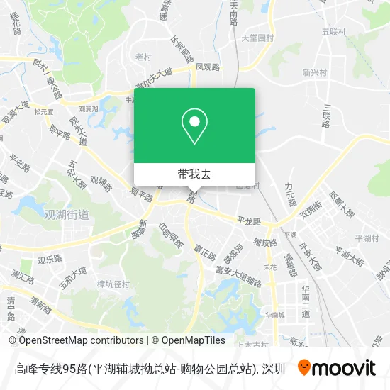 高峰专线95路(平湖辅城拗总站-购物公园总站)地图