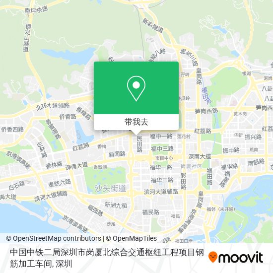 中国中铁二局深圳市岗厦北综合交通枢纽工程项目钢筋加工车间地图