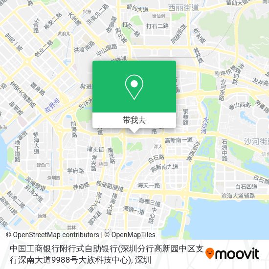中国工商银行附行式自助银行(深圳分行高新园中区支行深南大道9988号大族科技中心)地图