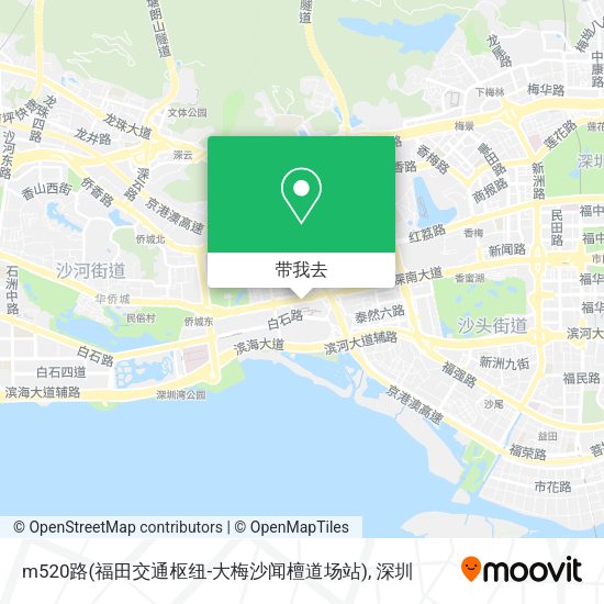 m520路(福田交通枢纽-大梅沙闻檀道场站)地图
