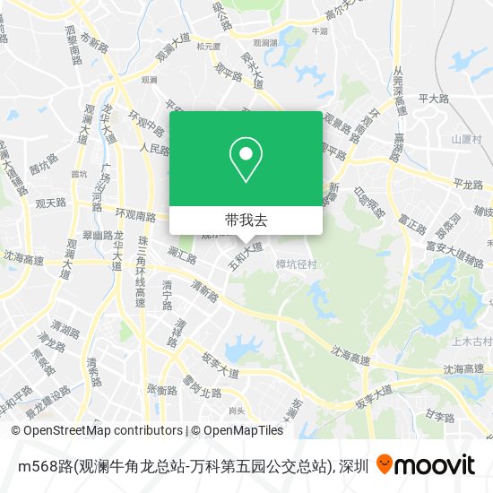 m568路(观澜牛角龙总站-万科第五园公交总站)地图