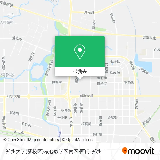 郑州大学(新校区)核心教学区南区-西门地图
