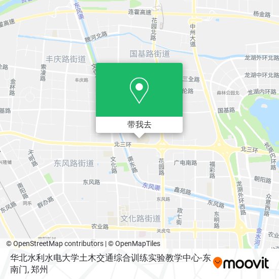 华北水利水电大学土木交通综合训练实验教学中心-东南门地图