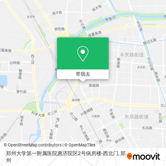 郑州大学第一附属医院惠济院区2号病房楼-西北门地图