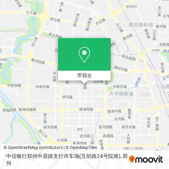 中信银行郑州中原路支行停车场(互助路24号院南)地图