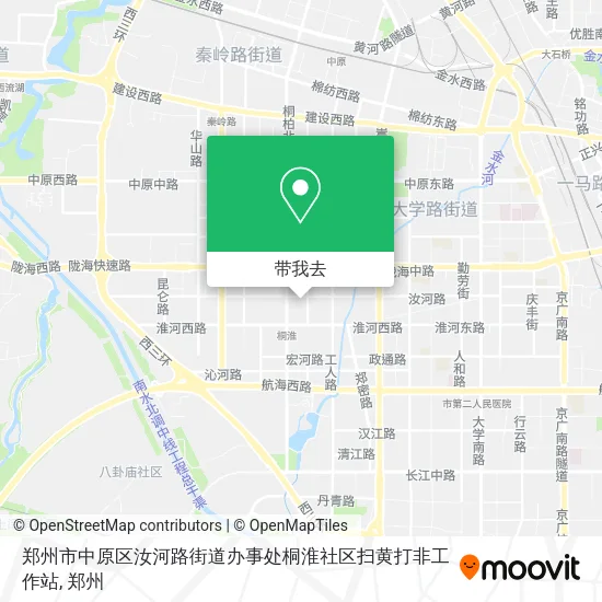 郑州市中原区汝河路街道办事处桐淮社区扫黄打非工作站地图