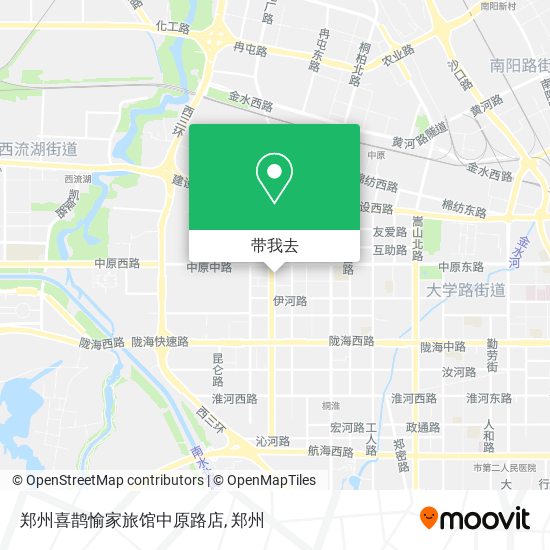 郑州喜鹊愉家旅馆中原路店地图