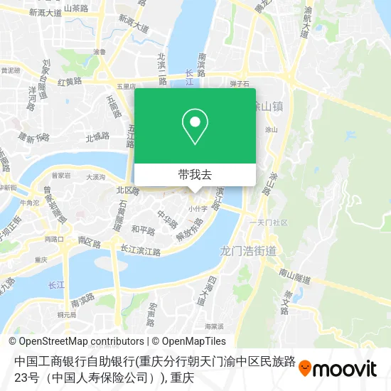 中国工商银行自助银行(重庆分行朝天门渝中区民族路23号（中国人寿保险公司）)地图